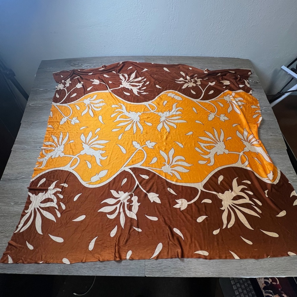 Silky Scarf Sarong Womens OS Brown Orange Floral Tropical Wrap Shawl AI63